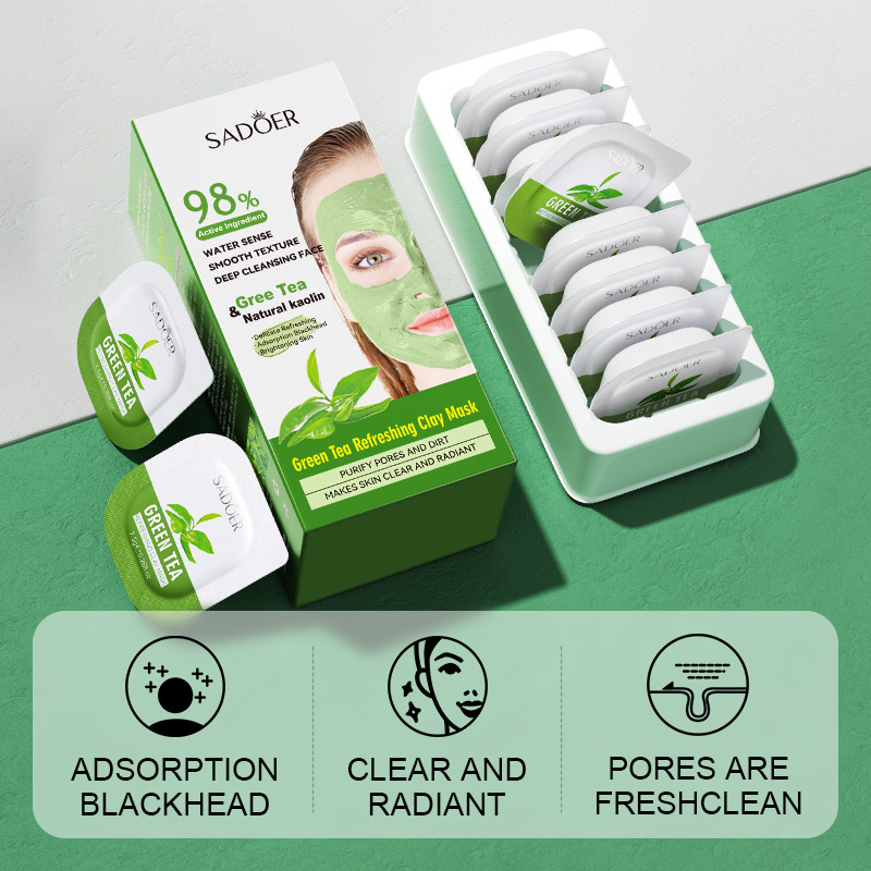 8pcs Green Tea Cleaning Mud Ma - огляд і ціна Green Tea Cleansing Clay Mask